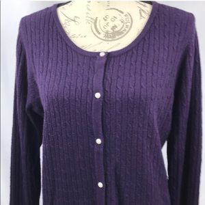 Carolyn Taylor Cable Knit Sweater with Pearl Buttons